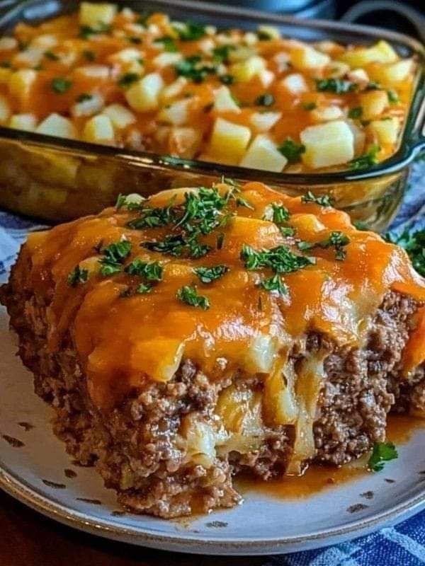 Cowboy Meatloaf and Potato Casserole